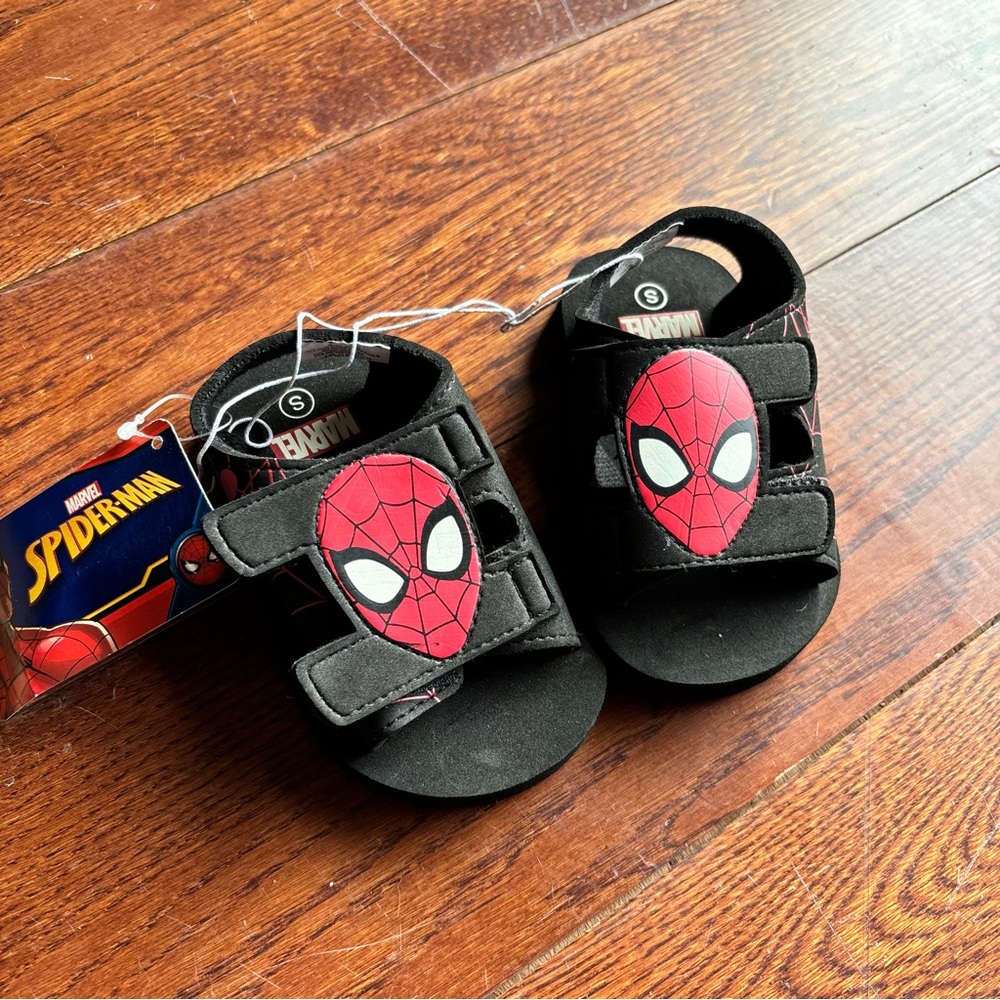Marvel Spiderman Open Toe Sandals Toddler Boys Sz 5-6 Small Super Hero New